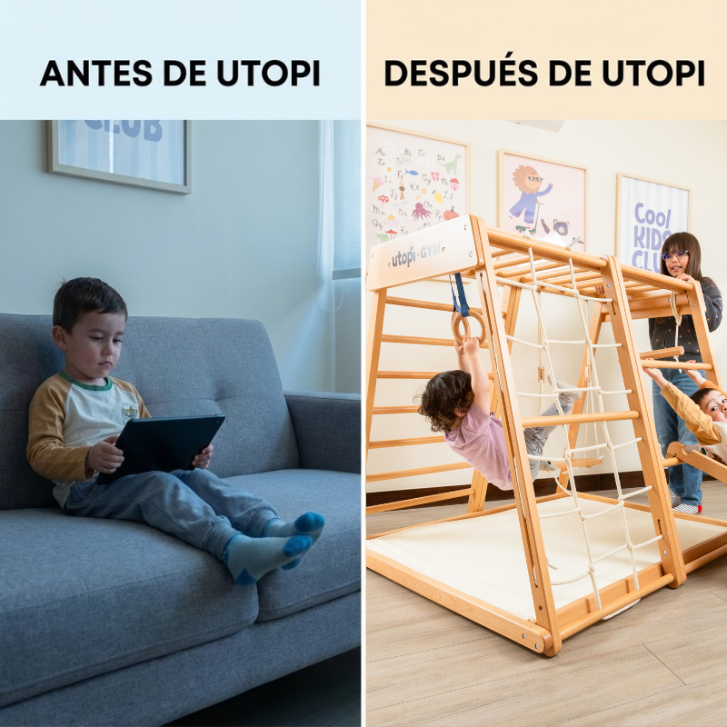 UTOPI Gym Climb Pro – Gimnasio Infantil de Madera Premium (1 a 7 años, Certificado EN71)