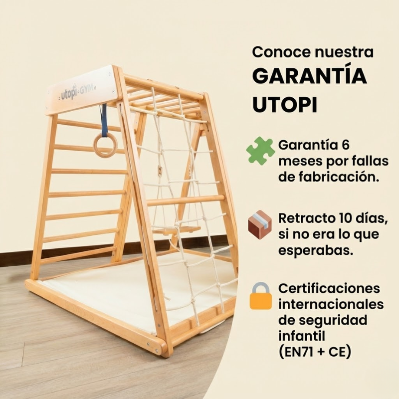 UTOPI Gym Climb Pro – Gimnasio Infantil de Madera Premium (1 a 7 años, Certificado EN71)
