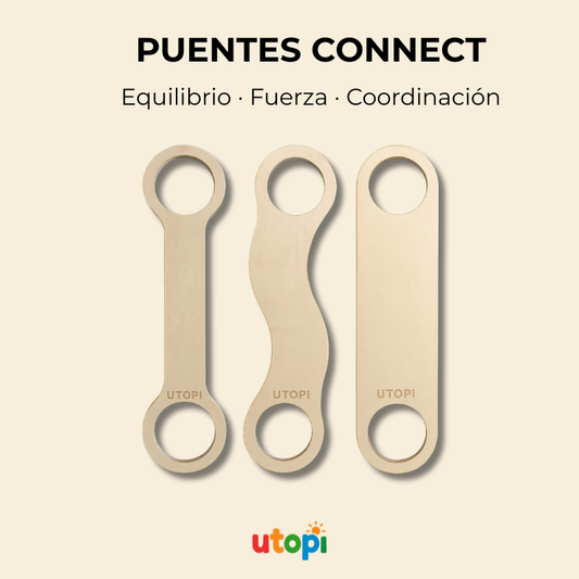UTOPI CONNECT – SET de 3 Puentes de Madera para Juego Libre, Equilibrio y Circuitos Motrices