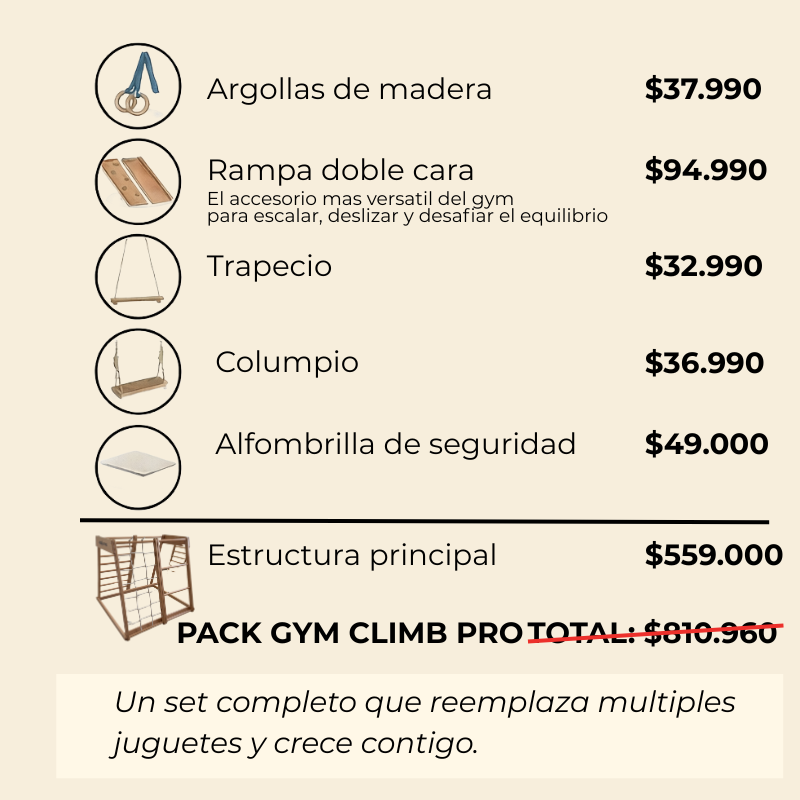 UTOPI Gym Climb Pro – Gimnasio Infantil de Madera Premium + Alfombrilla de Regalo