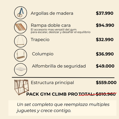 UTOPI Gym Climb Pro – Gimnasio Infantil de Madera Premium + Alfombrilla de Regalo