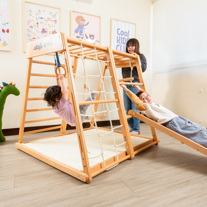 UTOPI Gym Climb Pro – Gimnasio Infantil de Madera Premium + Alfombrilla de Regalo