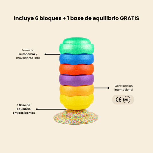 UTOPI STACK  Set de bloques sensoriales + base de equilibrio GRATIS + eBook Juego Libre de Regalo
