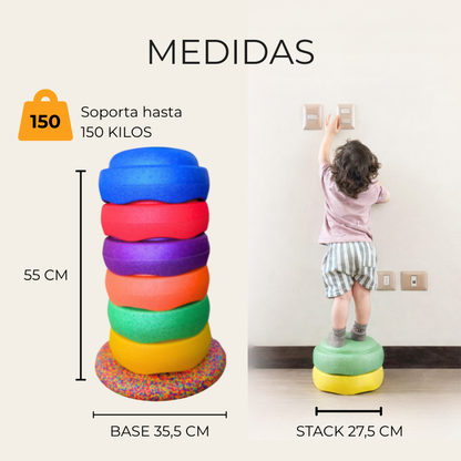 UTOPI STACK  Set de bloques sensoriales + base de equilibrio GRATIS + eBook mas de 20 ideas de Juego Libre de Regalo