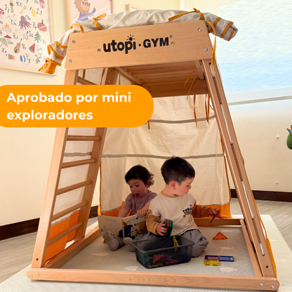 UTOPI Gym Climb Pro – Gimnasio Infantil de Madera Premium + Alfombrilla de Regalo