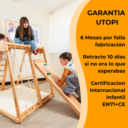 UTOPI Gym Climb Pro – Gimnasio Infantil de Madera Premium + Alfombrilla de Regalo