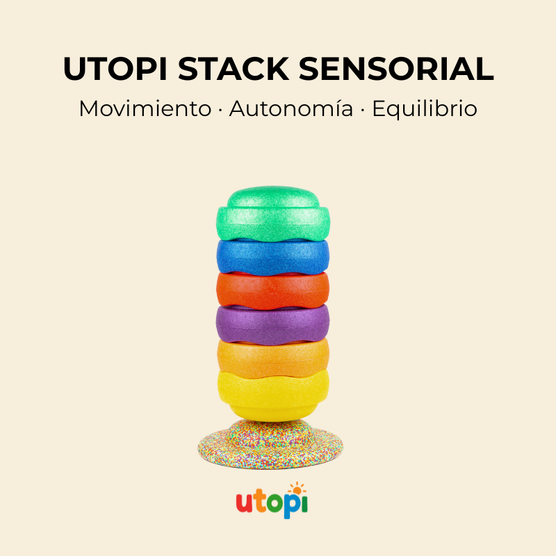 UTOPI STACK  Set de bloques sensoriales + base de equilibrio GRATIS + eBook mas de 20 ideas de Juego Libre de Regalo