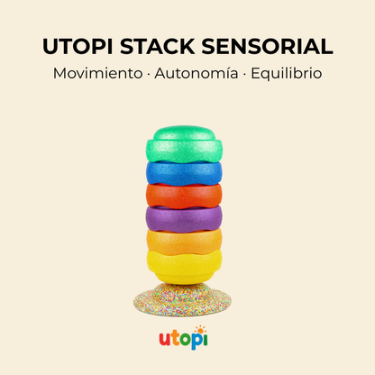 UTOPI STACK  Set de bloques sensoriales + base de equilibrio GRATIS + eBook mas de 20 ideas de Juego Libre de Regalo