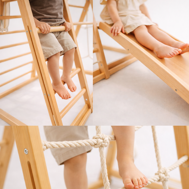 UTOPI Gym Climb Pro – Gimnasio Infantil de Madera Premium + Alfombrilla de Regalo