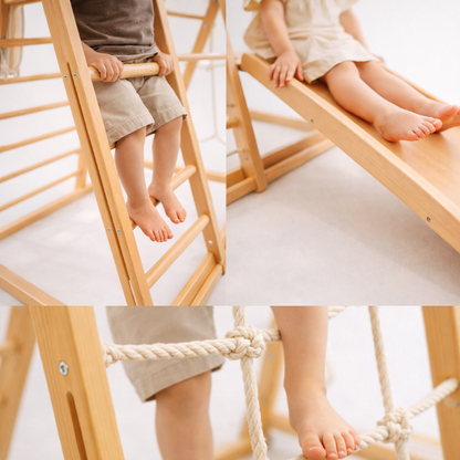 UTOPI Gym Climb Pro – Gimnasio Infantil de Madera Premium + Alfombrilla de Regalo