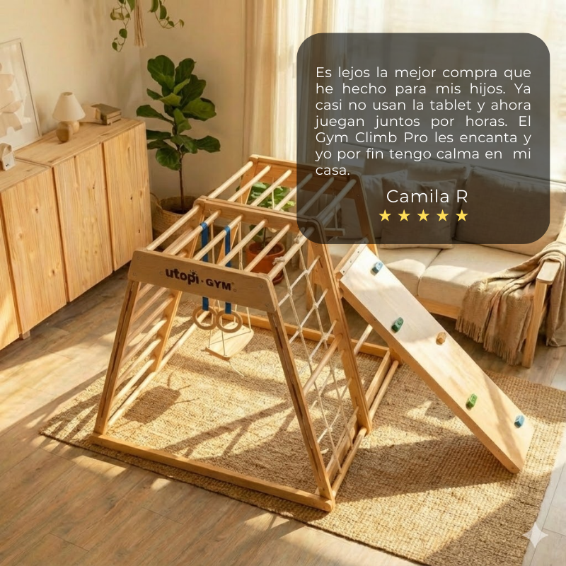 UTOPI Gym Climb Pro – Gimnasio Infantil de Madera Premium (1 a 7 años, Certificado EN71)