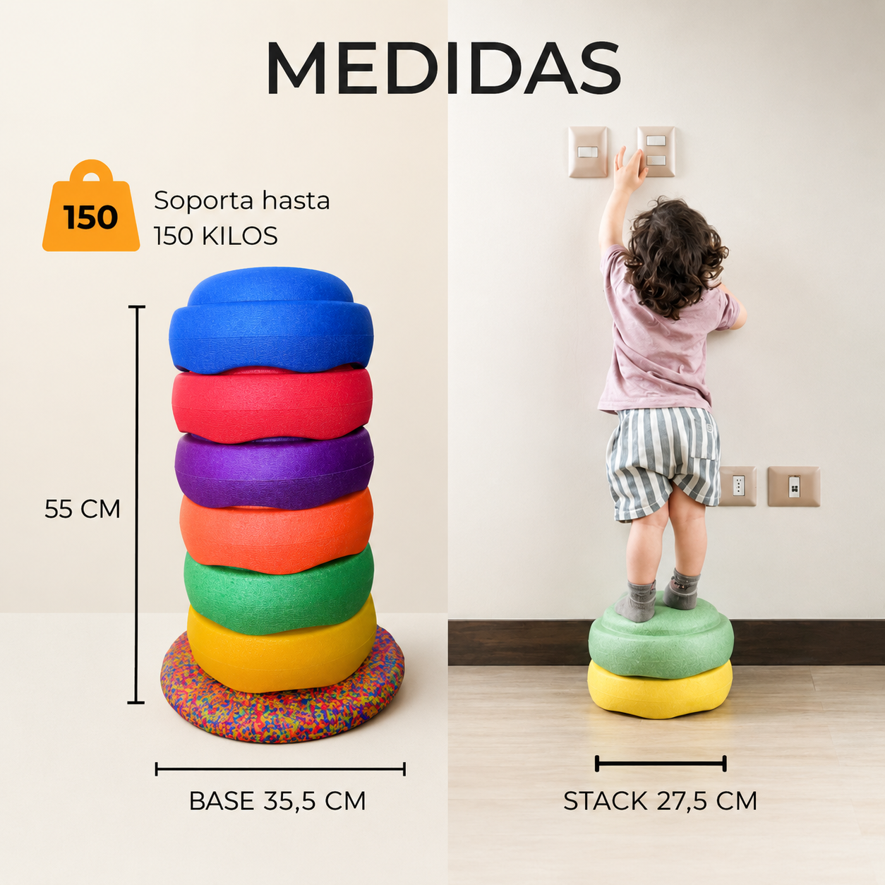UTOPI® Stack · 7 bloques de equilibrio y movimiento