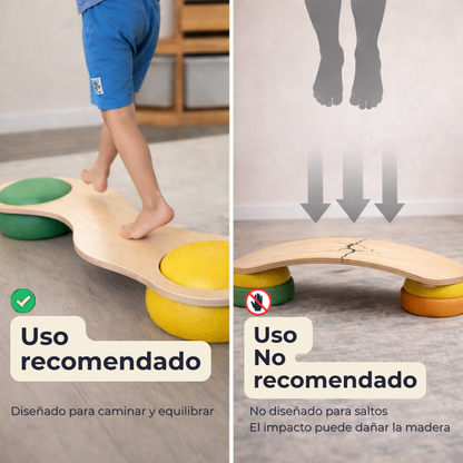 UTOPI® CONNECT – SET de 3 Puentes de Madera para Juego Libre, Equilibrio y Circuitos Motrices